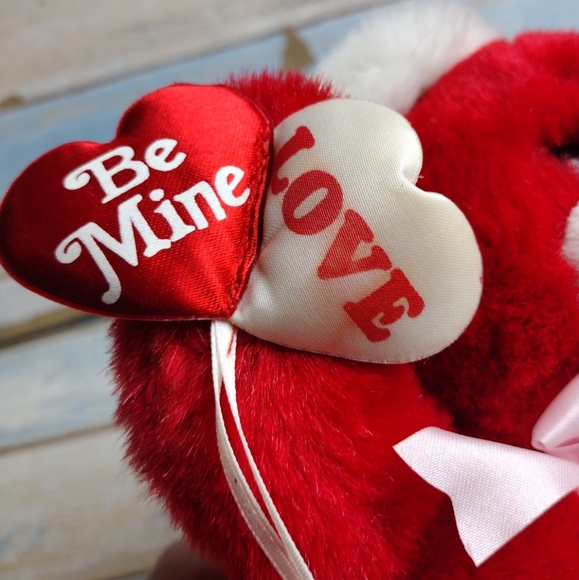 Vintage Fairview Teddy Bear Red Valentine Stuffed Animal Plush 8" sitting - Picture 7 of 9